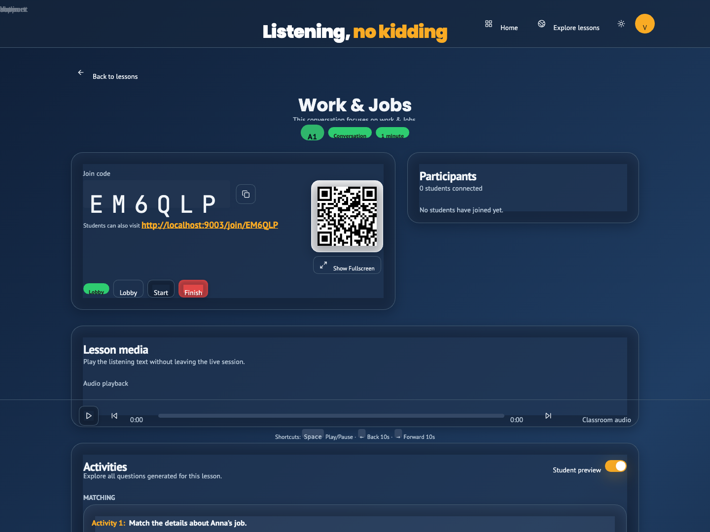 QR scan to live session in 3 seconds